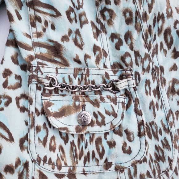 Laurèl by Escada Vintage 90s/00 Velvet/Brushed Blue Leopard Print Jacket Size 42 - Picture 12 of 15